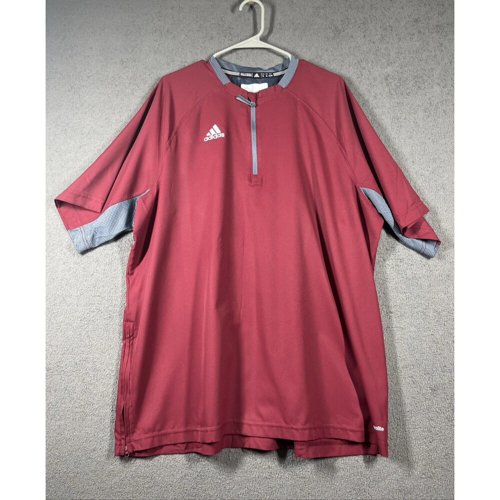 Adidas Jacket Men Extra Large Climalite Wind Red Short Sleeve 1/4 Zip Golf XL